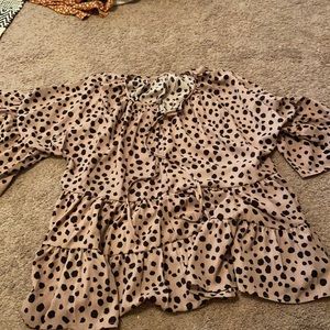 Dalmatian print ruffle blouse